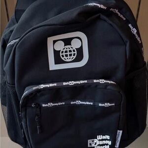 2026 Disney Parks WDW Black Large Backpack with White Logo